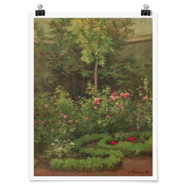 Poster art print - Camille Pissarro - A Rose Garden