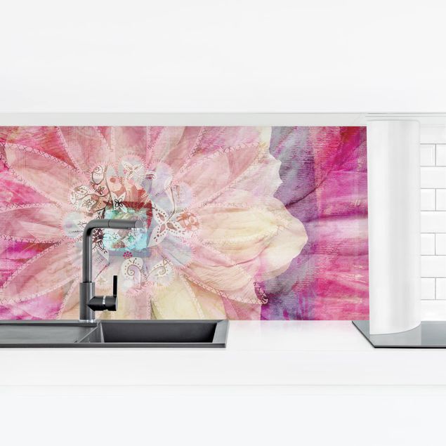Kitchen wall cladding - Grunge Flower