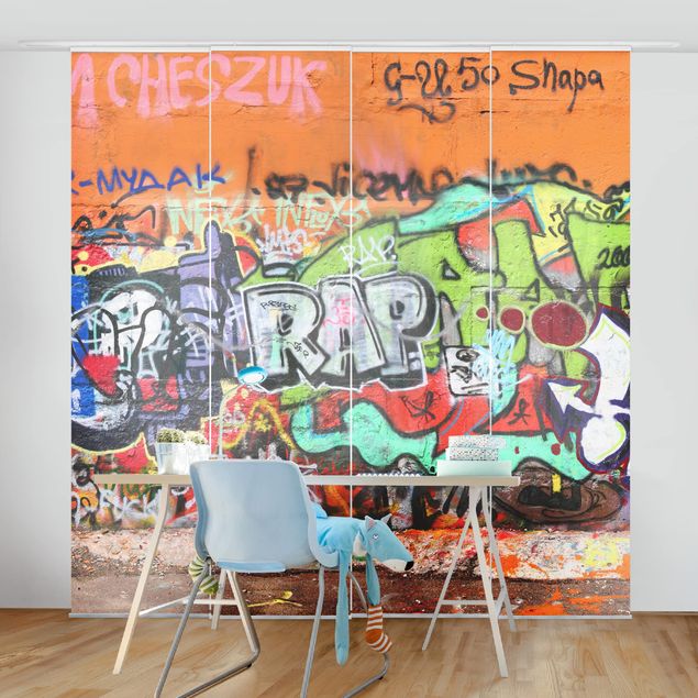 Sliding panel curtains set - Graffiti