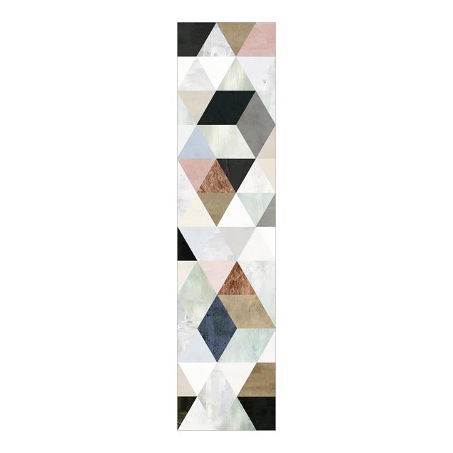 Sliding panel curtains set - Watercolour Mosaic With Triangles I