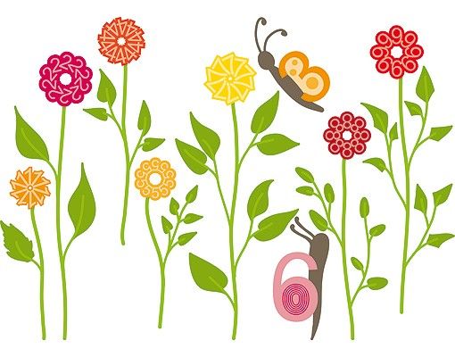 Wall sticker - No.RS141 Number-Flowers