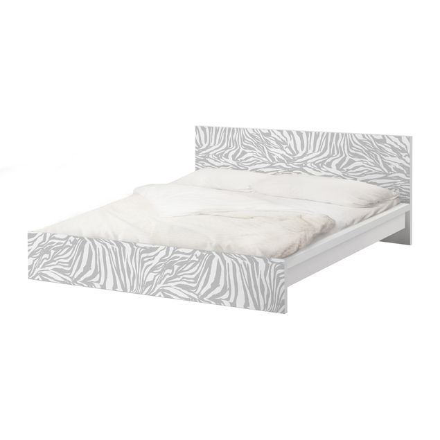 Adhesive film for furniture IKEA - Malm bed 160x200cm - Zebra Design Light Grey Stripe Pattern
