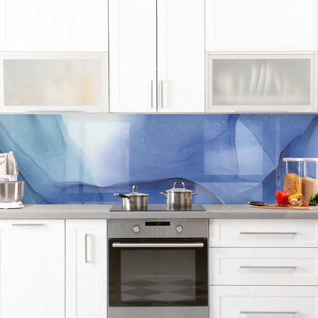 Kitchen wall cladding - Mottled Ink Blue