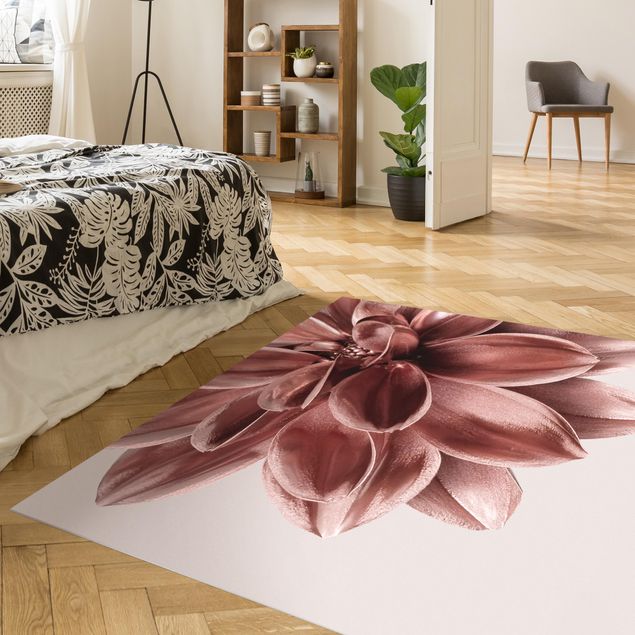 Modern rugs Dahlia Flower Rosegold Metallic Detail
