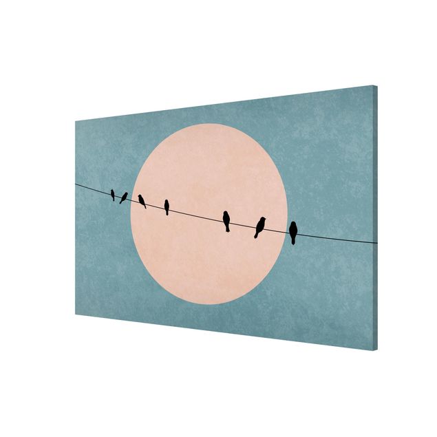 Magnetic memo board - Birds In Front Of Pink Sun I