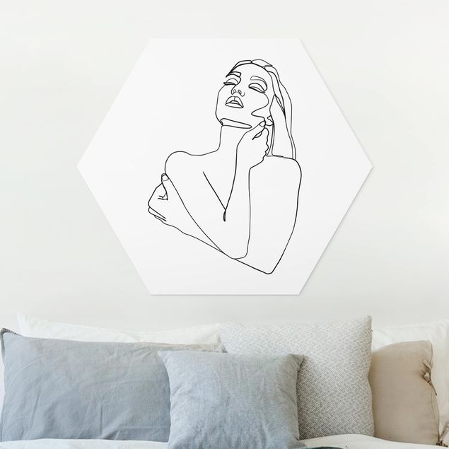 Forex hexagon - Line Art Woman Torso Black And White