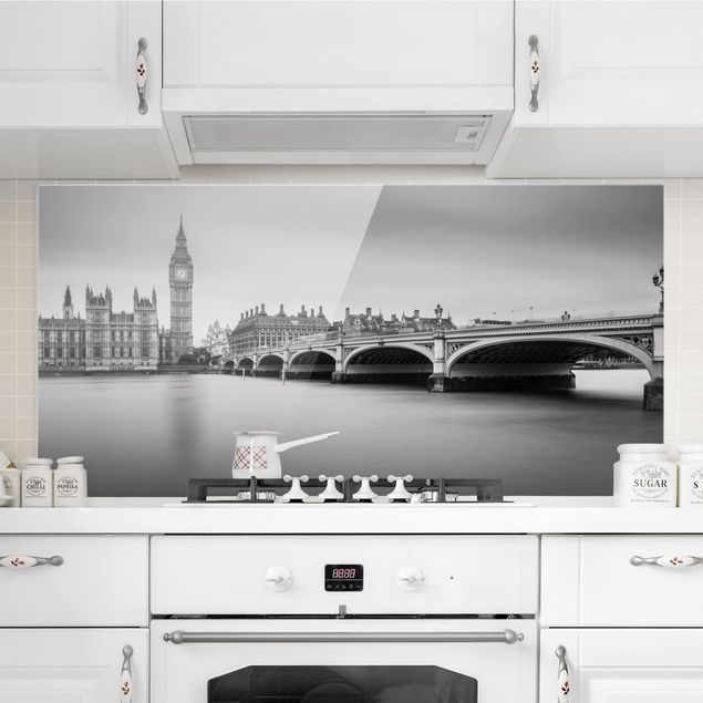 Glass splashback kitchen architecture and skylines Westminster Bridge And Big Ben