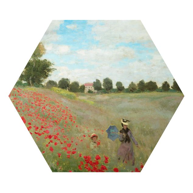 Alu-Dibond hexagon - Claude Monet - Poppy Field Near Argenteuil