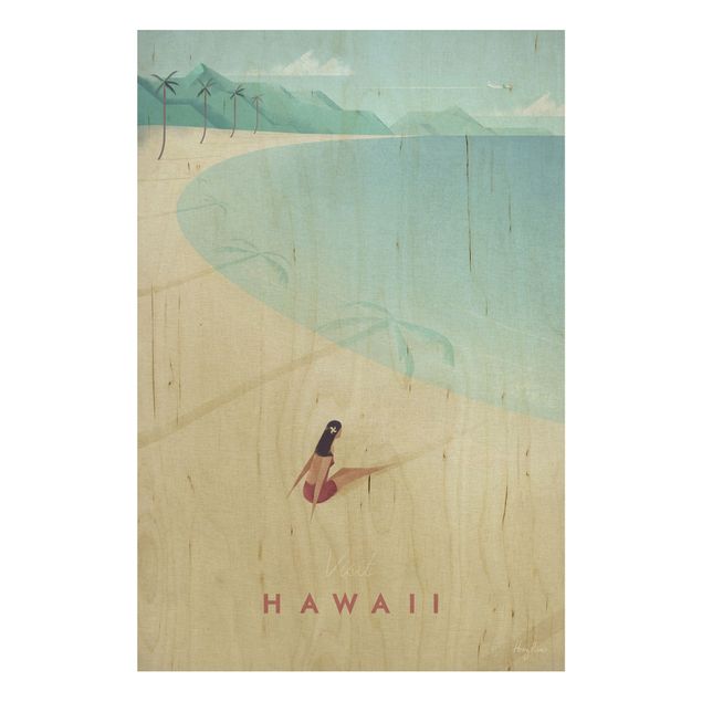 Print on wood - Travel Poster - Hawaii
