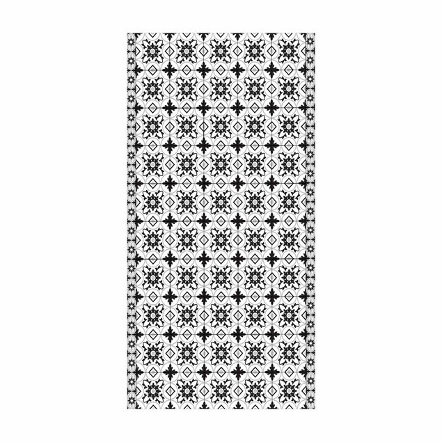 Modern rugs Geometrical Tile Mix Flower Black
