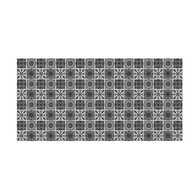 contemporary rugs Oriental Mandala Pattern Mix In Black With Glitter Look