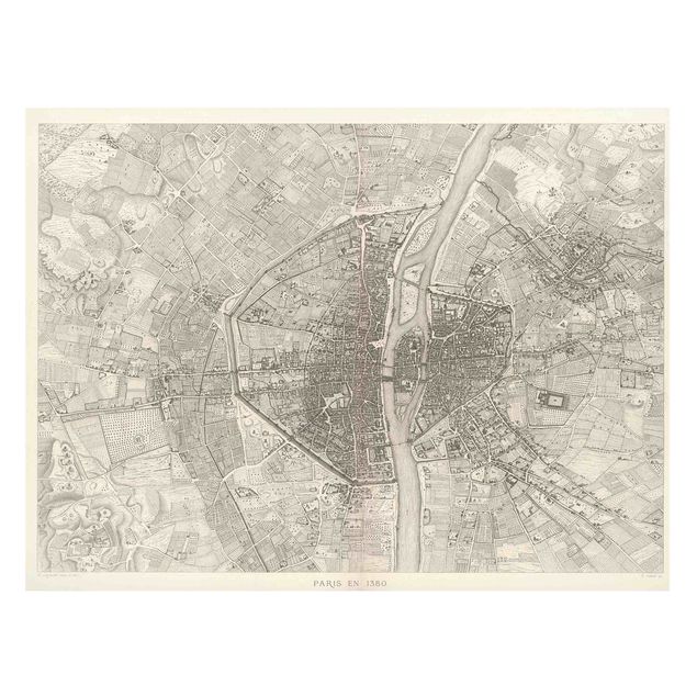 Magnetic memo board - Vintage Map Paris