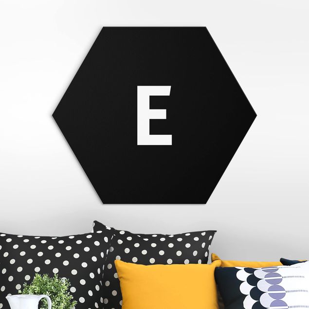 Alu-Dibond hexagon - Letter Black E