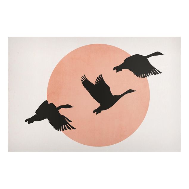 Magnetic memo board - Birds In Front Of Rose Sun III