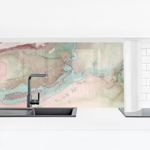 Kitchen splashbacks Colour Experiments Marble Light Pink And Turquoise