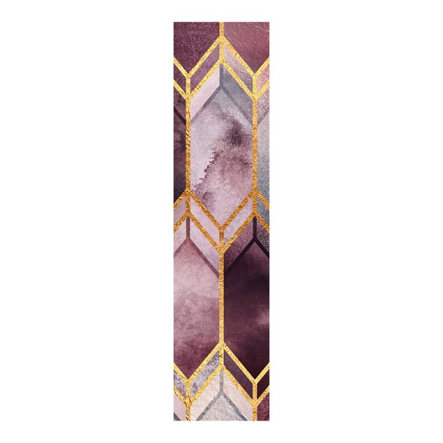 Sliding panel curtain - Stained Glass Geometric Rose Gold