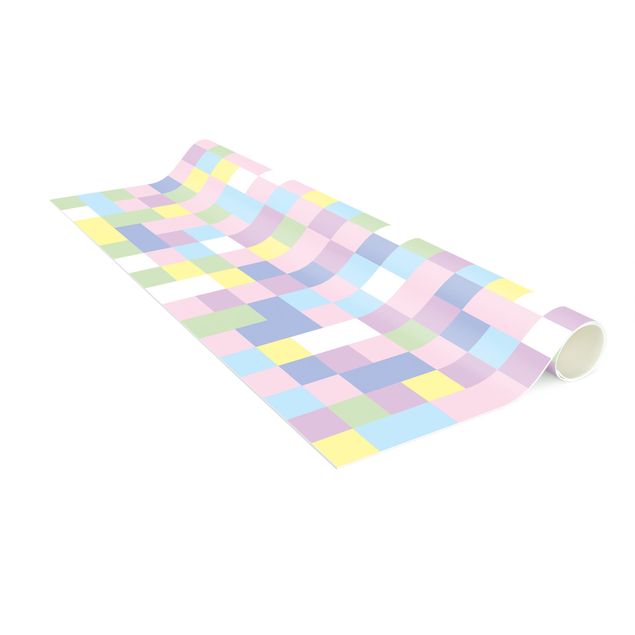 checkerboard rug Colourful Mosaic Cotton Candy