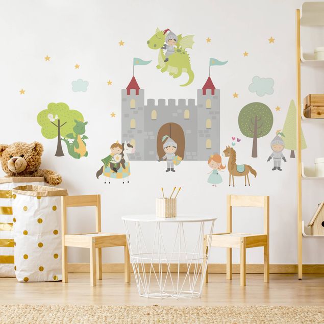 Wall stickers knight Castle Knights Dragon Prince And Princess