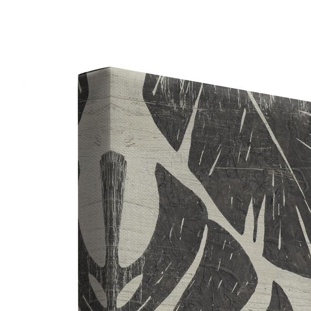 Print on canvas - Palm Leaves In Front Of Dark Gray Set I