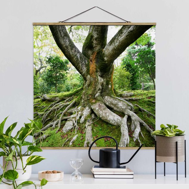 Fabric print with poster hangers - Old Tree