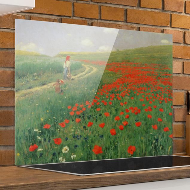 Glass splashback kitchen flower Pál Szinyei-Merse - Summer Landscape With A Blossoming Poppy