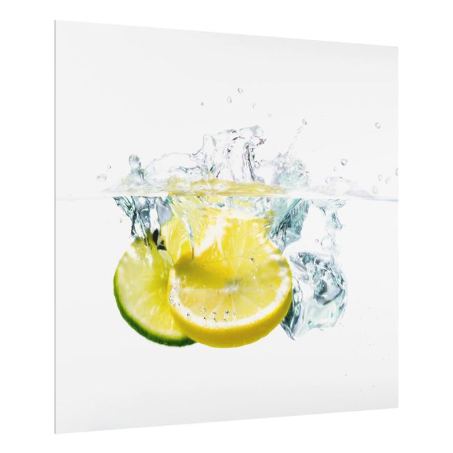 Glass Splashback - Lemon And Lime In Water - Square 1:1