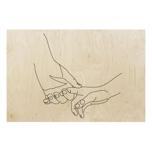 Print on wood - Tender Hands Line Art