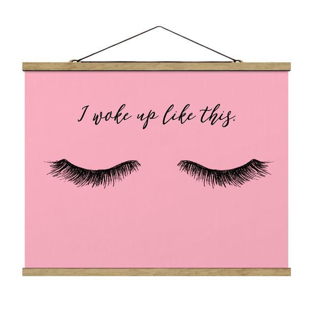 Fabric print with poster hangers - Eyelashes Chat - Wake Up
