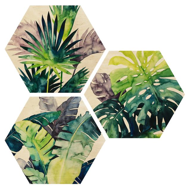 Wooden hexagon - Exotic Foliage Set II
