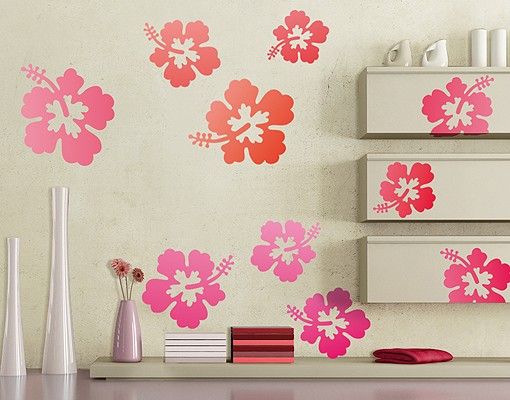 Floral wall stickers No.546 Hibiscus Flowers