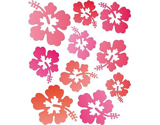 Love heart wall stickers No.546 Hibiscus Flowers