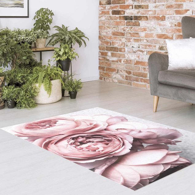 Modern rugs Light Pink Peony Flowers Shabby Pastel