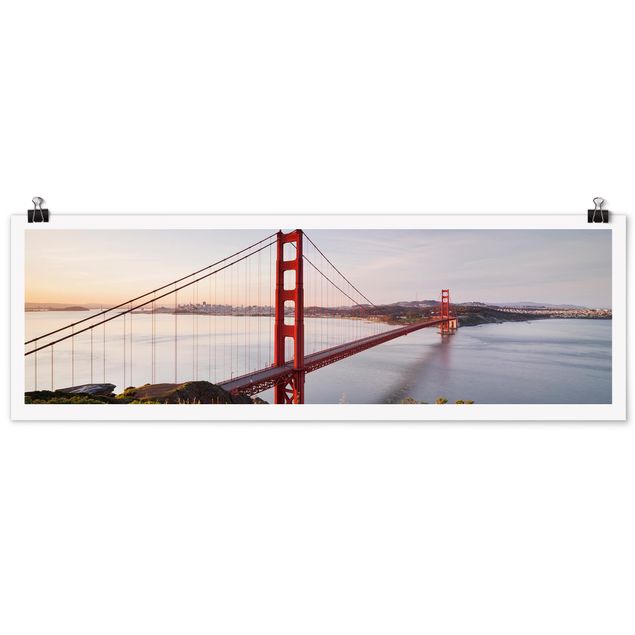 Panoramic poster architecture & skyline - Golden Gate Bridge In San Francisco