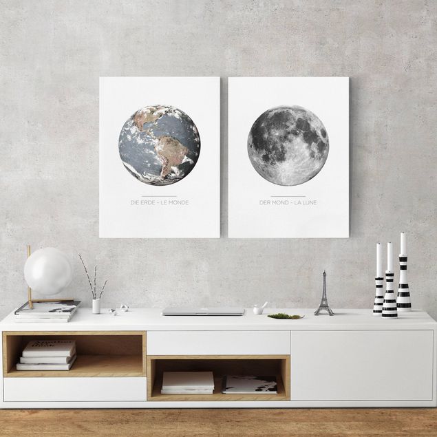 Print on canvas - Moon And Earth