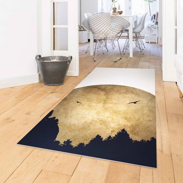 outdoor patio rugs Gold Moon In The Forest