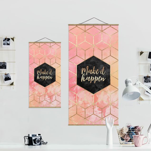 Fabric print with poster hangers - Make It Happen Geometry Pastel