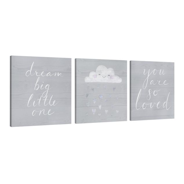 Print on canvas - Cloud With Sayings Gray Set I
