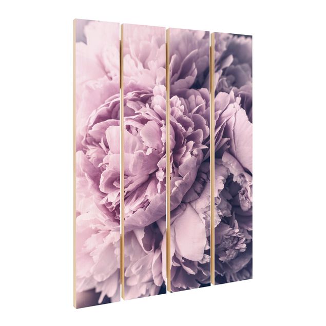 Print on wood - Purple Peony Blossoms