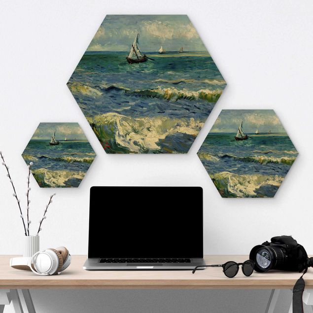 Wooden hexagon - Vincent Van Gogh - Seascape Near Les Saintes-Maries-De-La-Mer