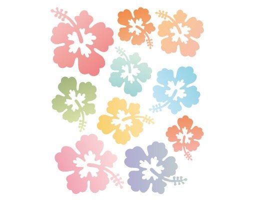Romantic wall stickers No.547 Hibiscus Flowers In Pastells