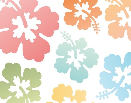Wall sticker - No.547 Hibiscus Flowers In Pastells