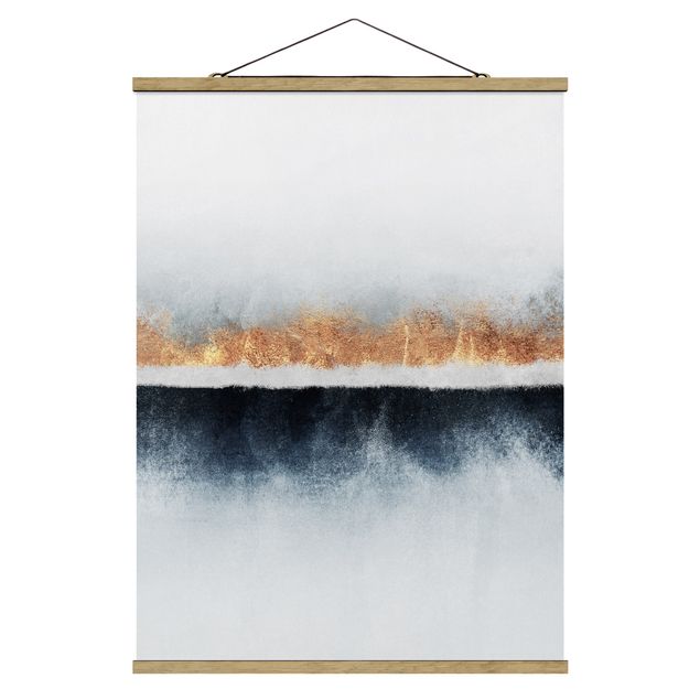 Fabric print with poster hangers - Golden Horizon Watercolour