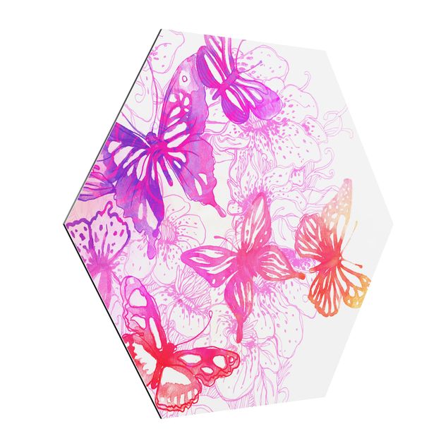 Alu-Dibond hexagon - Butterfly Dream