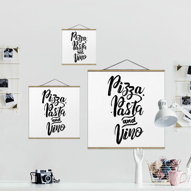 Fabric print with poster hangers - Pizza Pasta And Vino