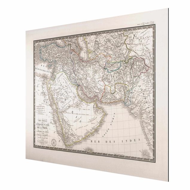 Print on aluminium - Vintage Map In The Middle East