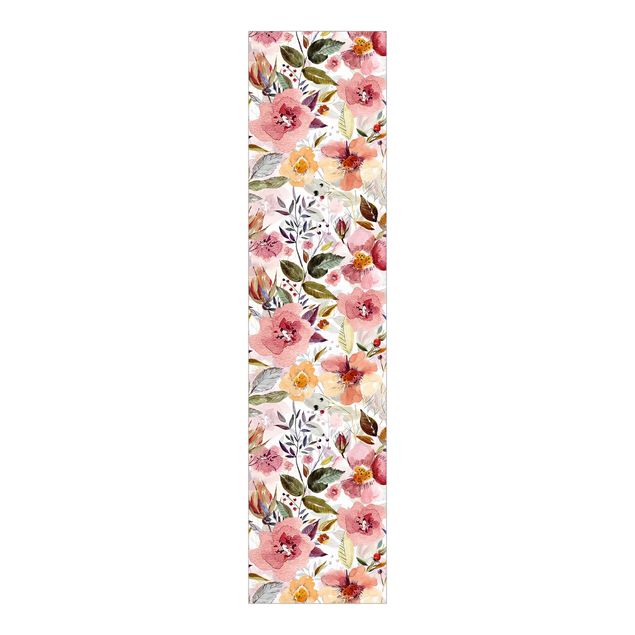 Sliding panel curtain - Colourful Flower Mix With Watercolour