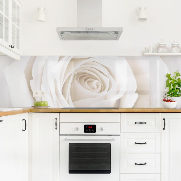 Kitchen wall cladding - Pretty White Rose