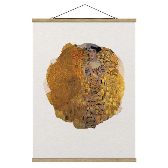 Fabric print with poster hangers - WaterColours - Gustav Klimt - Portrait Of Adele Bloch-Bauer I