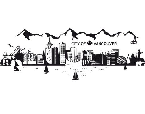 Wall stickers city ​​names No.JS3 Vancouver Skyline