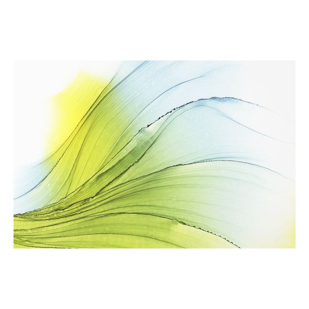 Splashback - Mottled Yellow With Azure - Landscape format 3:2